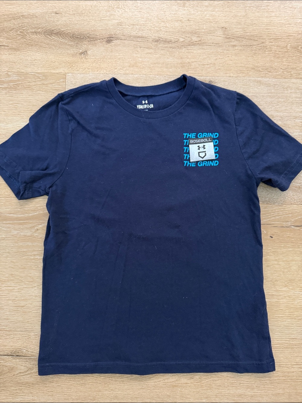 Under Armour kids Navy Baseball tee Shirt with Teal Accent